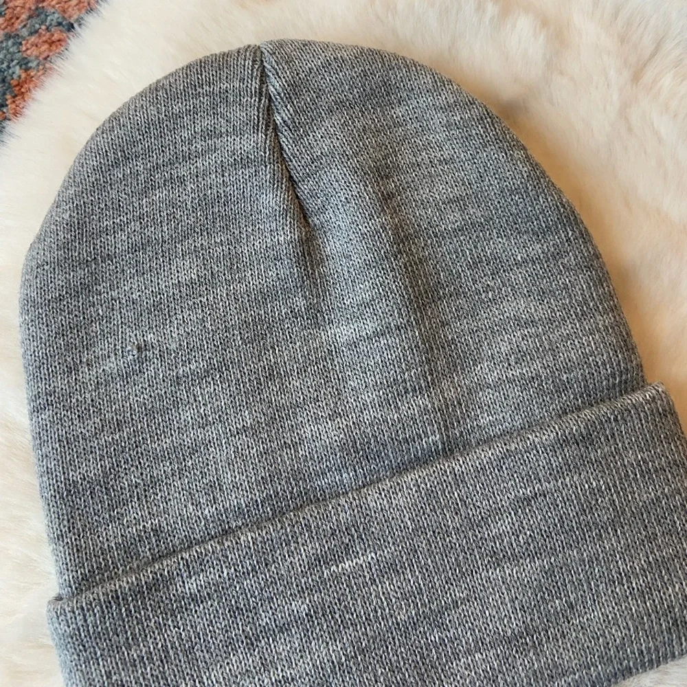 Grey knit beanie fold over basic hat OSFM new without tags unisex ships daily!